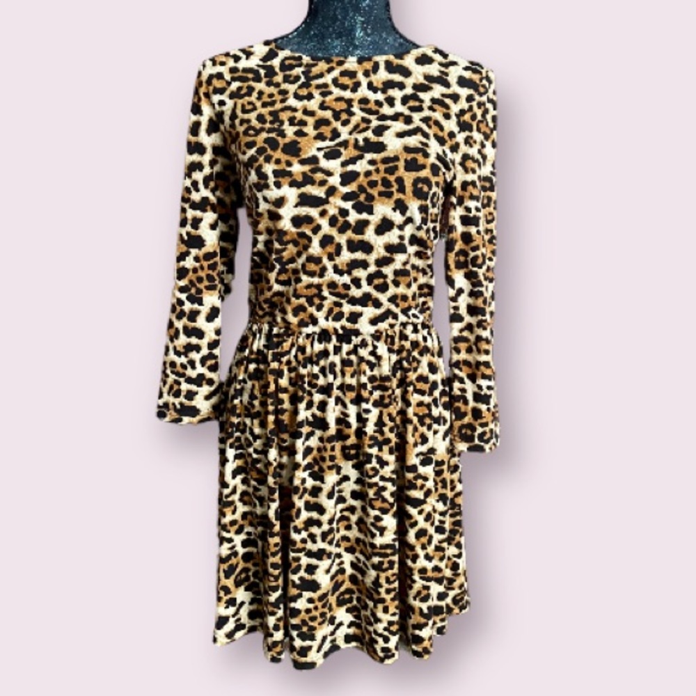 Glamorous Leopard Print Long Sleeve Dress
